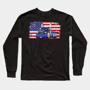 Trucker American Flag Truck Driver Shirt Truck Driver Gift Long Sleeve T-Shirt